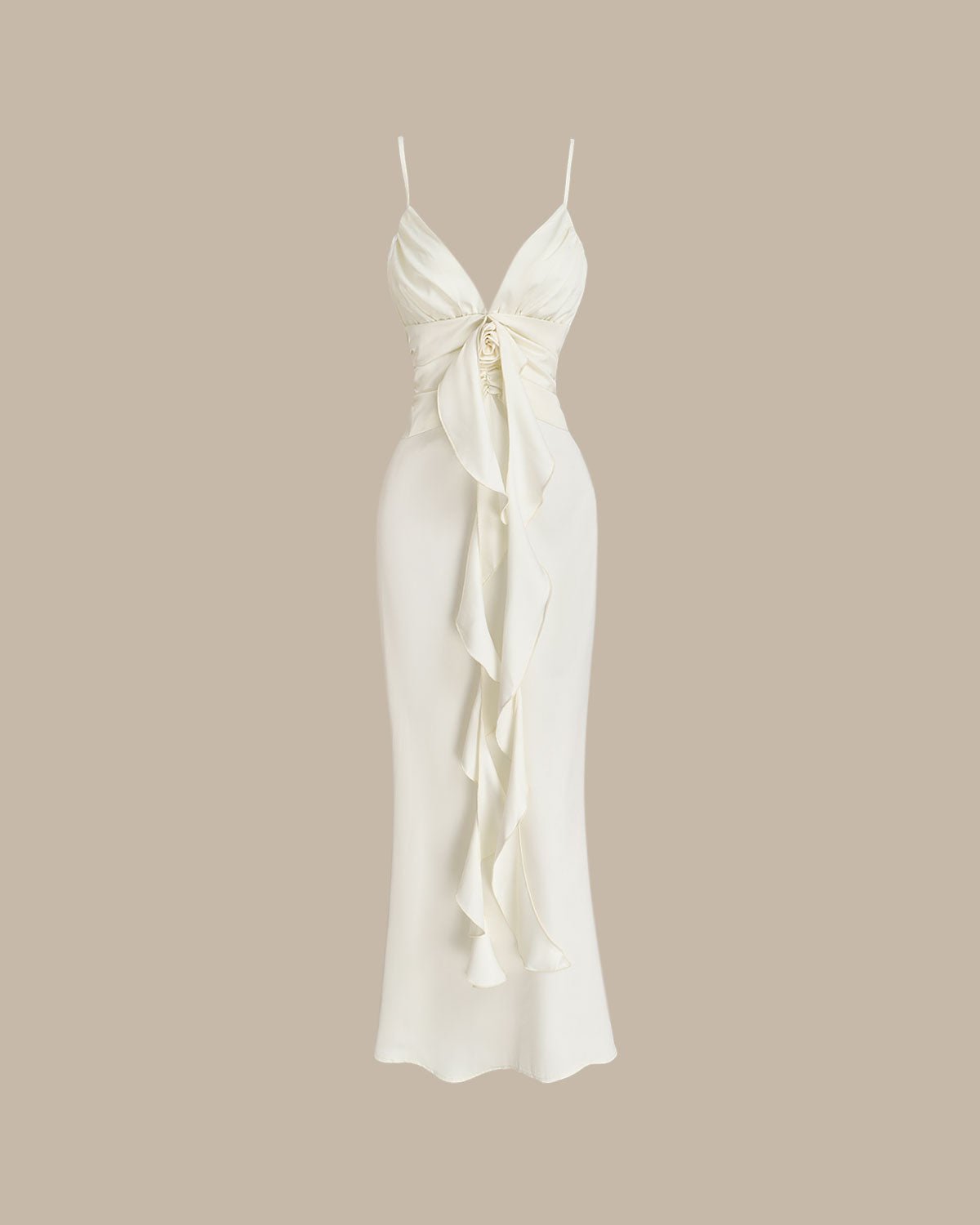 Apricot Bodycon Tassel Slip Maxi Dress