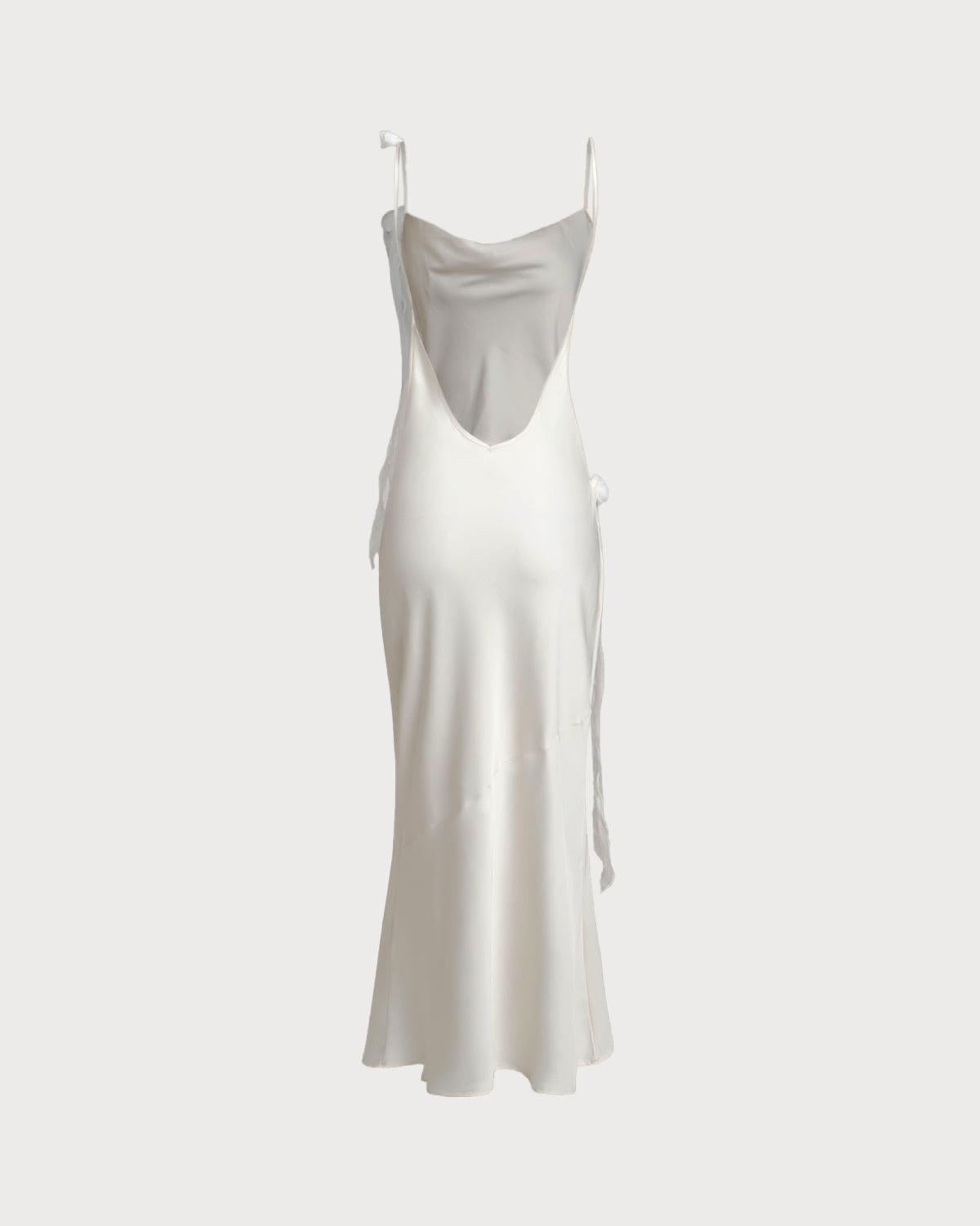 Beige Ruched Backless Slip Maxi Dress