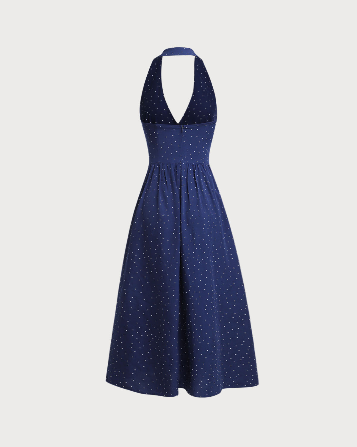 Blue Polka Dot Halter Maxi Dress