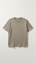 A perfectly centered front shot of a Warm Gray Unisex T-Shirt by Ethical Ease, emphasizing its organic cotton fabric and...
