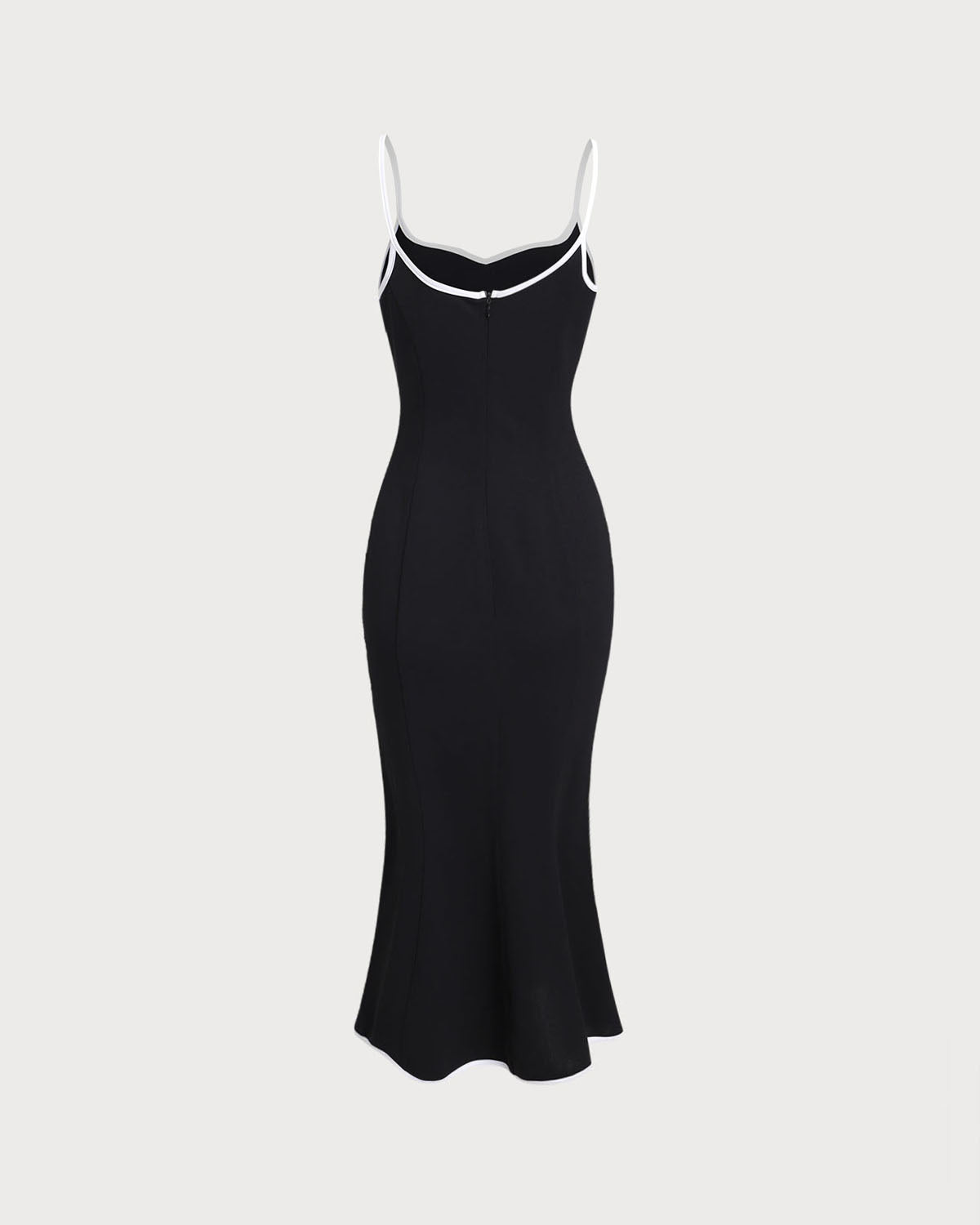 Black Contrast Sweetheart Neck Slip Midi Dress