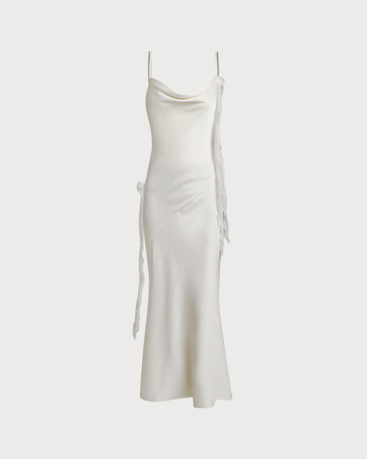 Beige Ruched Backless Slip Maxi Dress