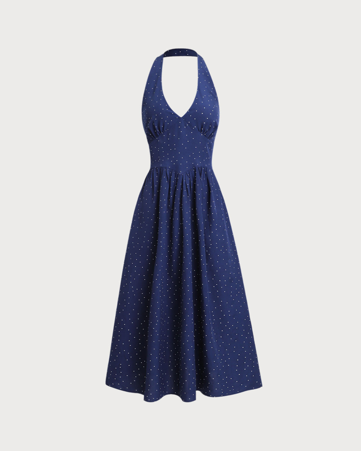 Blue Polka Dot Halter Maxi Dress
