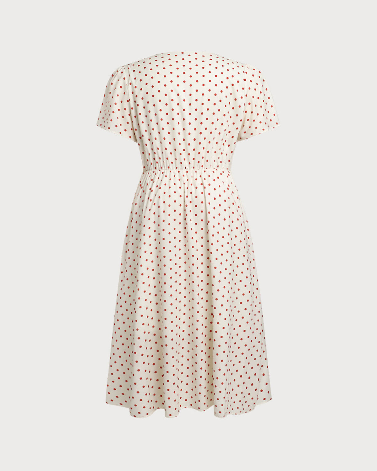 Beige Polka Dot Plus Size Midi Dress